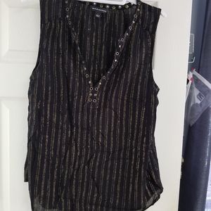 Women's top. Large. Black & shiny gold. ROCK & REPUBLIC brand.